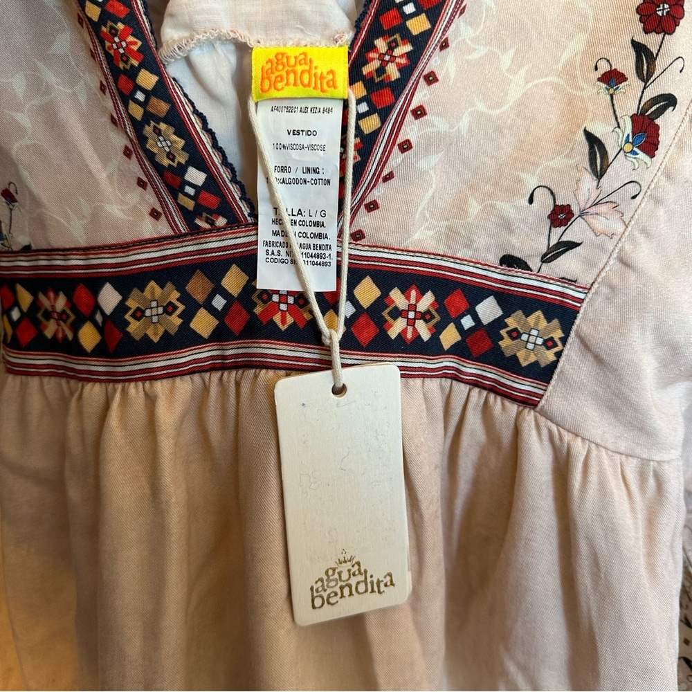 NWT Agua Bendita Alex Kezia Mini Dress Womens Size Large Floral Beachy Defect - Picture 8 of 16